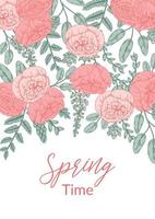 Gentle spring design with floral elements. Hand drawn vector illustration