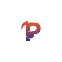 Letter P logo icon with musical note design symbol template vector