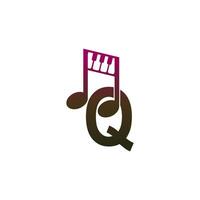 icono del logotipo de la letra q con plantilla de símbolo de diseño de nota musical vector