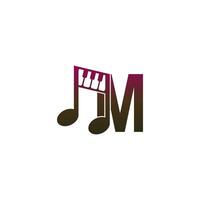 Letter M logo icon with musical note design symbol template vector