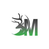 logotipo de icono de letra m con diseño de ilustración de ciervo vector