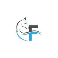 Letter F icon logo with horse illustration design vector