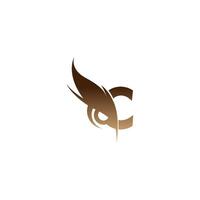 icono de logotipo de letra c combinado con vector de diseño de icono de ojos de búho