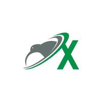 Letter X with kiwi bird logo icon design vector