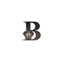 Letter B logo icon with black orchid design vector