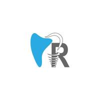 Letter R logo icon with dental design illustration vector