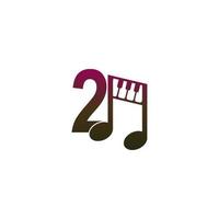 Number 2 logo icon with musical note design symbol template vector