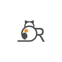 Cat icon logo with letter R template design vector
