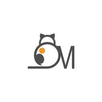 Cat icon logo with letter M template design vector