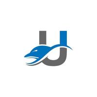 delfín con letra u logo icono diseño concepto vector plantilla