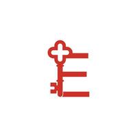 Letter E logo icon with key icon design symbol template vector