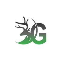 logotipo de icono de letra g con diseño de ilustración de ciervo vector