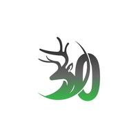 Number Zero icon logo with deer illustration design vector