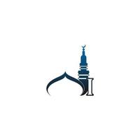 icono del logotipo de la letra i con ilustración de diseño de mezquita vector