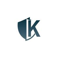 Shield logo icon with letter K beside design vector