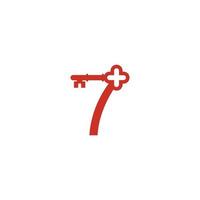 Number 7 logo icon with key icon design symbol template vector