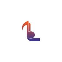 Letter L logo icon with musical note design symbol template vector