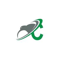 Letter C with kiwi bird logo icon design vector