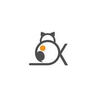 Cat icon logo with letter X template design vector