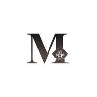 Letter M logo icon with black orchid design vector