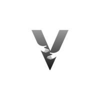 Letter V logo icon with hand design symbol template vector