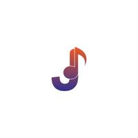 Letter J logo icon with musical note design symbol template vector