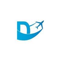 Letter D with plane logo icon design vector illustration