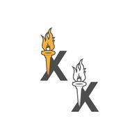 Letter X icon logo combined with torch icon design vector