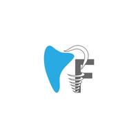 Letter F logo icon with dental design illustration vector