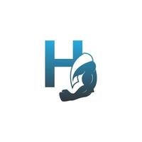 Letter H logo icon with muscle arm design vector