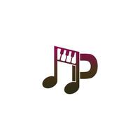 Letter P logo icon with musical note design symbol template vector