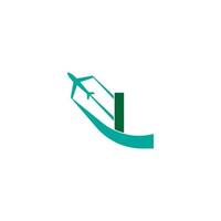 Letter L with plane logo icon design vector