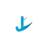 Letter J with plane logo icon design vector illustration