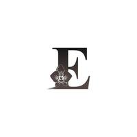 Letter E logo icon with black orchid design vector