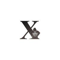 Letter X logo icon with black orchid design vector