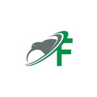 Letter F with kiwi bird logo icon design vector