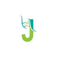 DNA icon logo with letter J template design vector