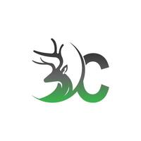 Letter C icon logo with deer illustration design vector