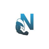 Letter N logo icon with muscle arm design vector