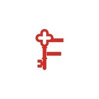 Letter F logo icon with key icon design symbol template vector