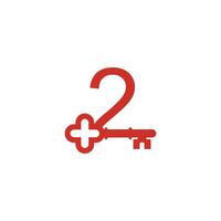 Number 2 logo icon with key icon design symbol template vector