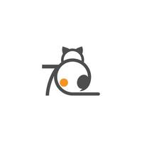 Cat icon logo with number 7 template design vector