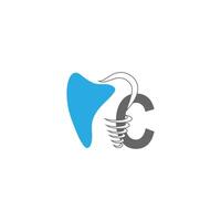 Letter C logo icon with dental design illustration vector