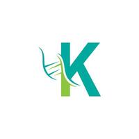 DNA icon logo with letter K template design vector