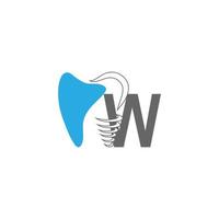 Letter W logo icon with dental design illustration vector