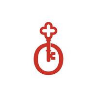 Letter O logo icon with key icon design symbol template vector