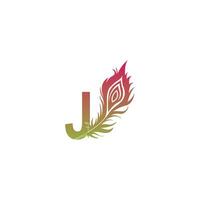 Letter J with feather logo icon design vector