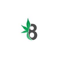 Number 8 logo icon with cannabis leaf design vector