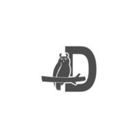 icono de logotipo de letra d con vector de diseño de icono de búho