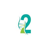 DNA icon logo with number 2 template design vector